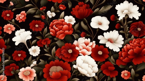 Wallpaper Mural Luxurious Iznik Floral Pattern in Rich Reds Torontodigital.ca
