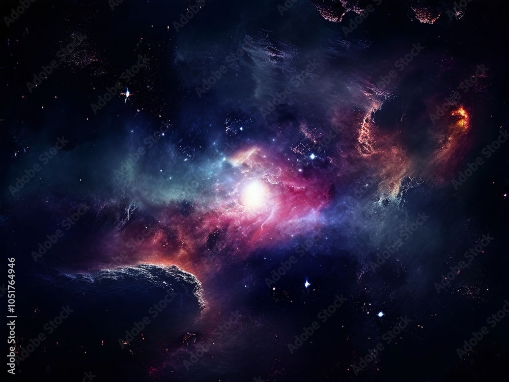 Fototapeta premium Beautiful universe and nebula. Generative AI (생성형 AI)