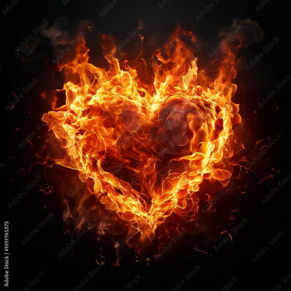 Fototapeta premium burning heart on black. Generative AI (생성형 AI)