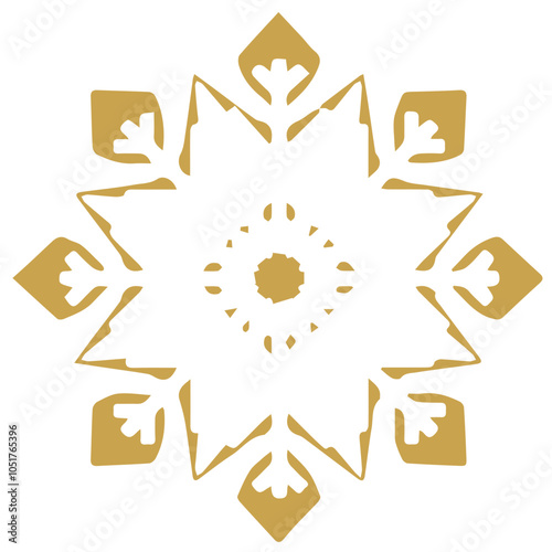Snowflake golden white shape lines winter season decoration illustration