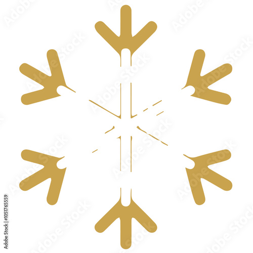 Snowflake golden white shape lines winter season decoration illustration