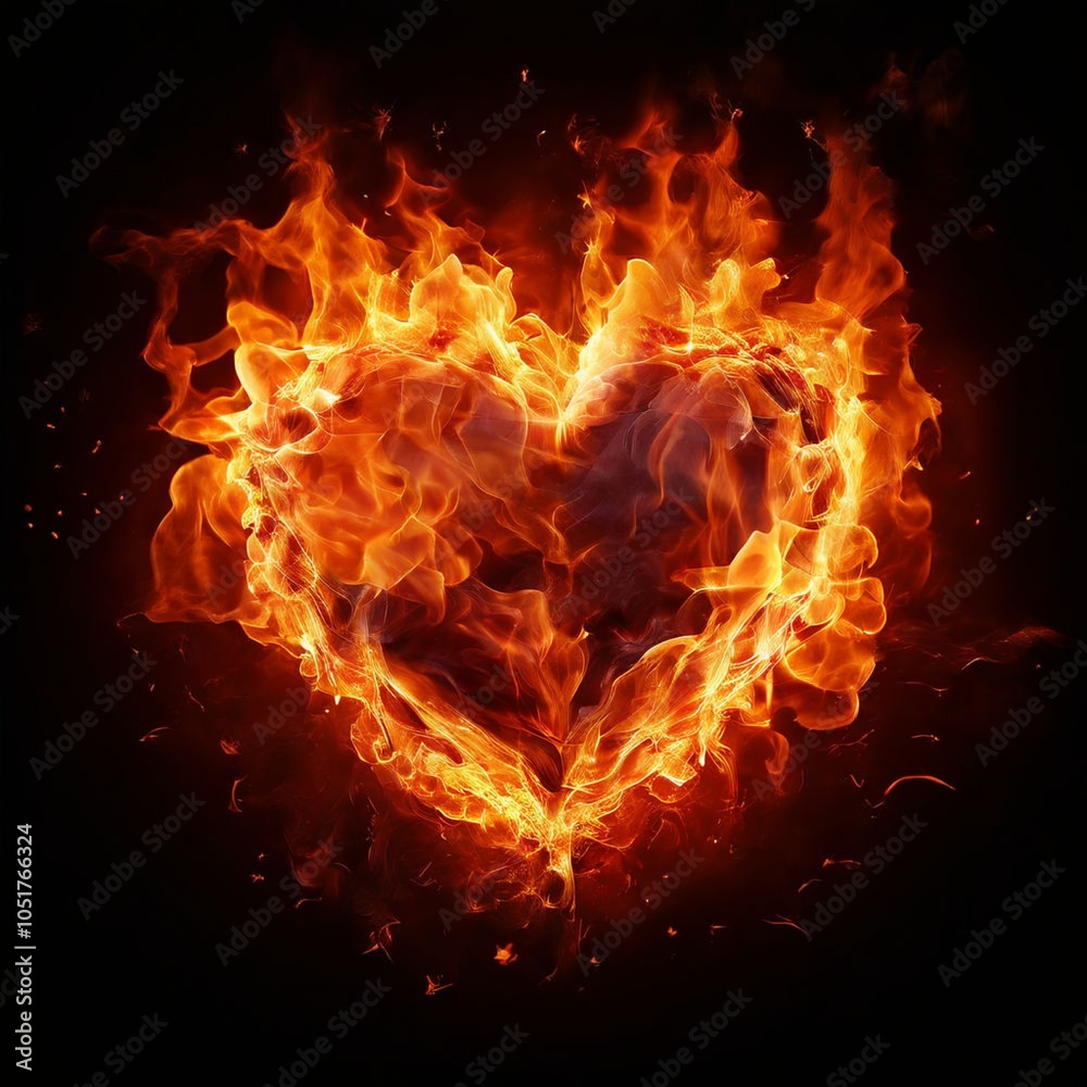 Fototapeta premium burning heart on black. Generative AI (생성형 AI)