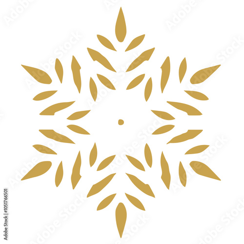 Snowflake golden white shape lines winter season decoration illustration