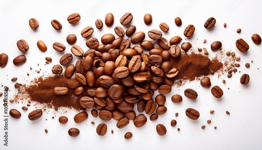 Obraz premium Explosión de granos de café arabica tostados