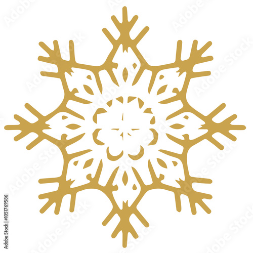 Snowflake golden white shape lines winter season decoration illustration