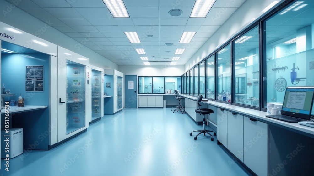 Fototapeta premium Futuristic space station interiors merge cutting-edge technology with functional design. Perfect for sci-fi productions and architectural visualization, featuring living spaces and research facilities
