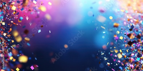 Vibrant confetti on a soft gradient background for party invitations, event banners, or festive flyers. Celebratory and energetic design, space for text