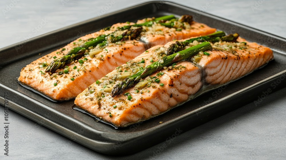 Baked Salmon with Asparagus and Garlic Butter - Delicious Recipe Baked Salmon with Asparagus and Garlic Butter - Delicious Recipe