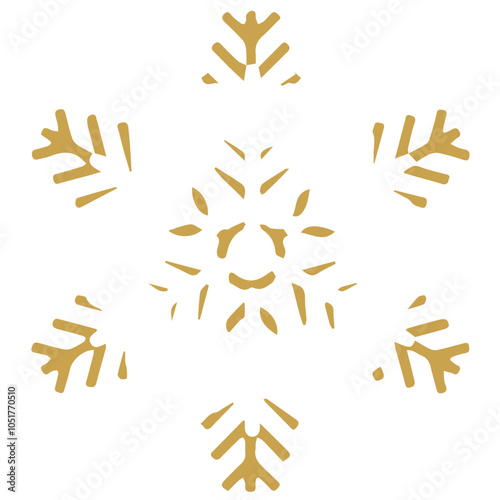 Snowflake golden white shape lines winter season decoration illustration