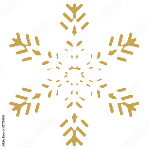 Snowflake golden white shape lines winter season decoration illustration
