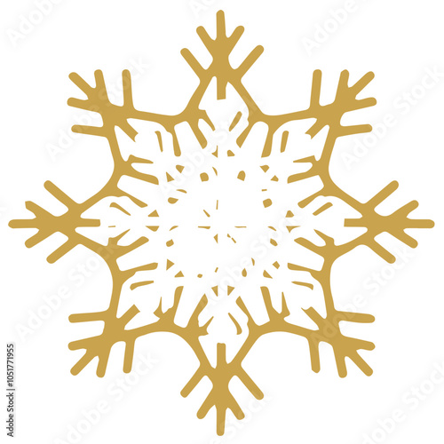 Snowflake golden white shape lines winter season decoration illustration
