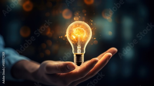 A bright light bulb hanging from a ceiling,