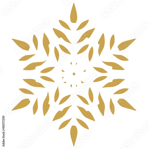 Snowflake golden white shape lines winter season decoration illustration