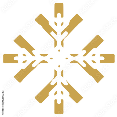 Snowflake golden white shape lines winter season decoration illustration