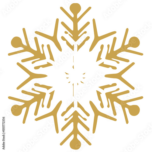 Snowflake golden white shape lines winter season decoration illustration