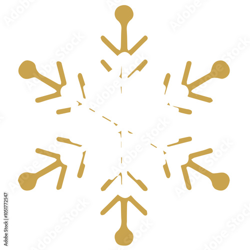 Snowflake golden white shape lines winter season decoration illustration