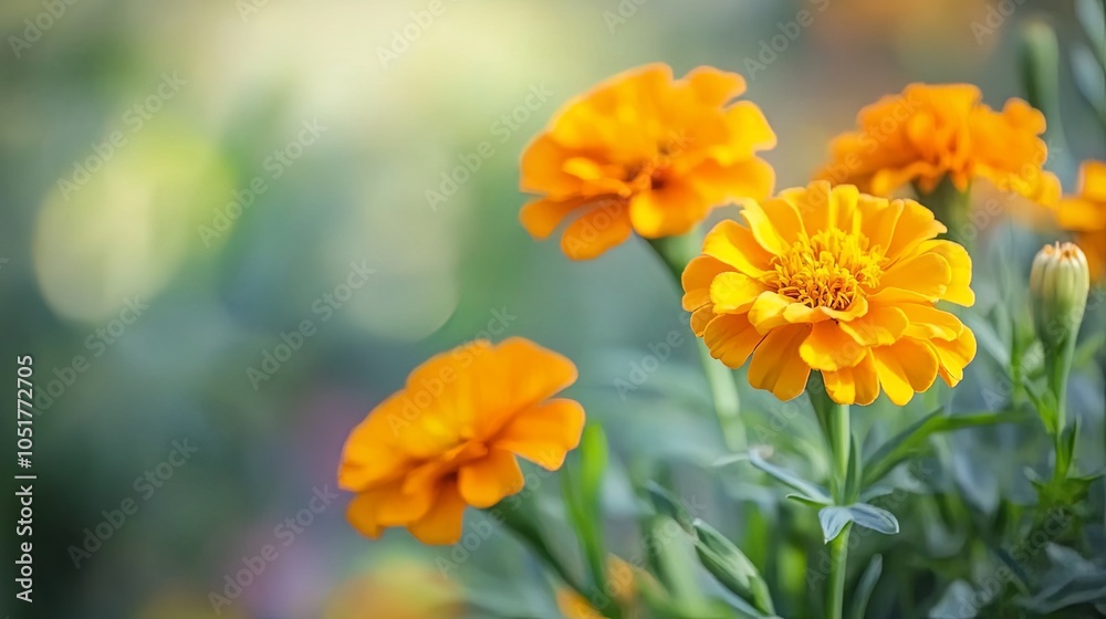 Fototapeta premium Vibrant Yellow Flowers in Bloom: A Close-Up Macro Photography
