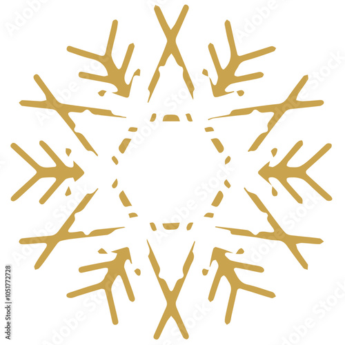 Snowflake golden white shape lines winter season decoration illustration