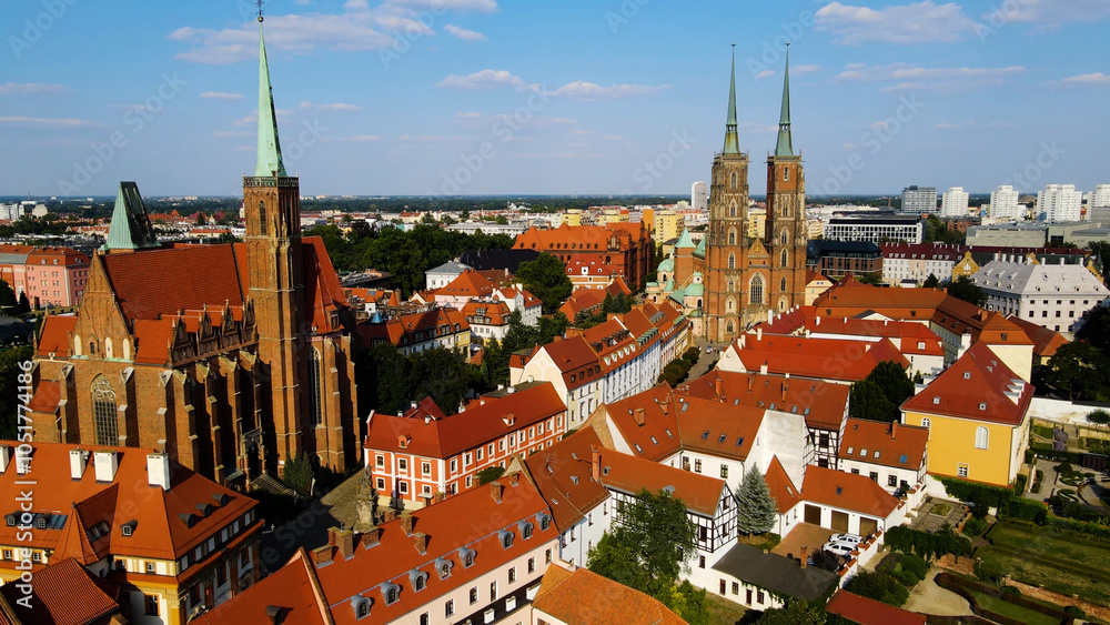 Obraz premium view city from the height of modern wish development architecture Europe Wroclaw Poland