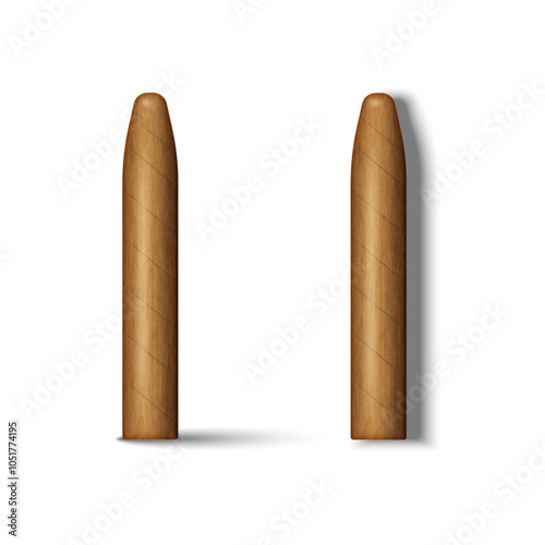 Realistic cigars isolated on a white background in 3d vector clipart illustration, detailed textures and classic brown tones, ideal for tobacco-themed designs, packaging, and vintage-inspired.