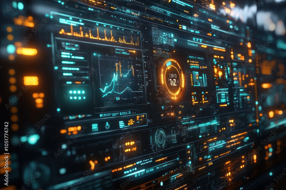 Obraz premium Futuristic Digital Interface with Glowing Data