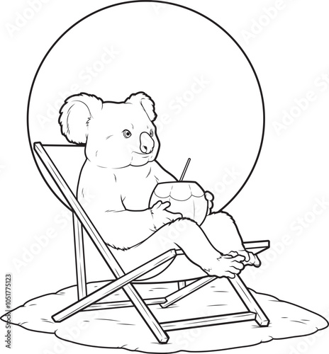 Koala Summer Lounger Animal Vector Graphic Art Illustration