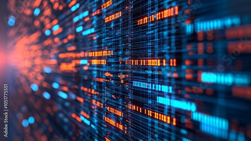 Wallpaper Mural An abstract image showcasing vibrant data streams in blue and orange, symbolizing technology and digital transformation. Torontodigital.ca