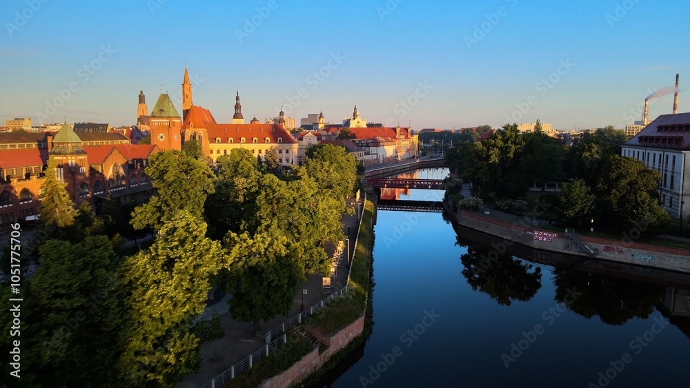 Fototapeta premium city Europe beautiful top view aerial photography of Wroclaw Poland