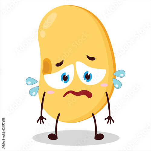cute depressed expression of soy bean character