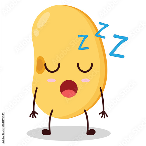 cute rest expression of soy bean character