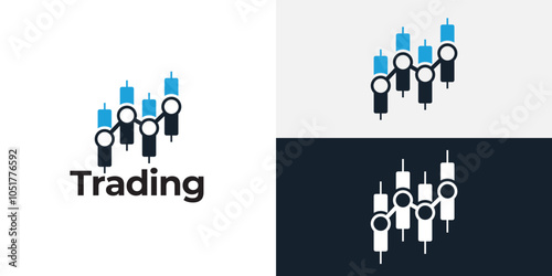 Trading candlestick logo icon template.