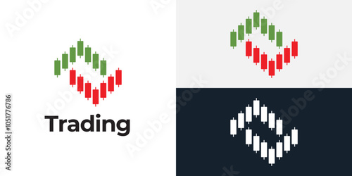 Trading candlestick logo icon template.
