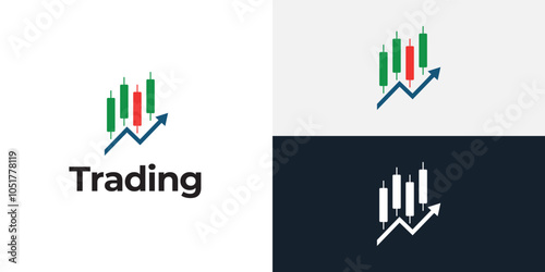 Trading candlestick logo icon template.