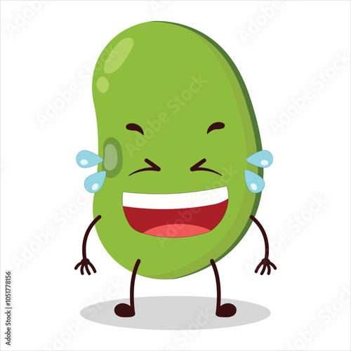 cute laugh out loud expression of mung bean  character