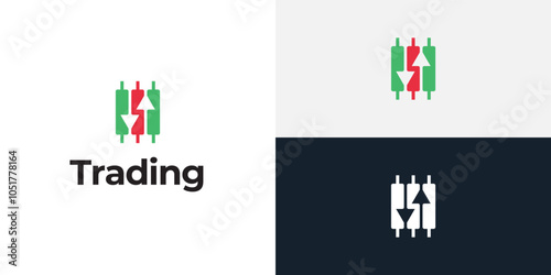 Trading candlestick logo icon template.