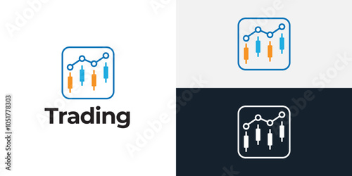 Trading candlestick logo icon template.