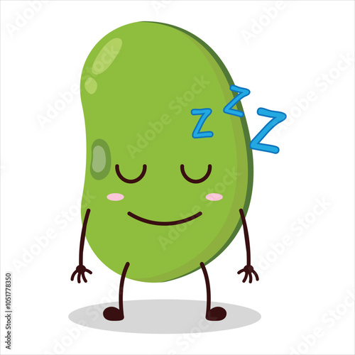 cute sleep expression of mung bean  character