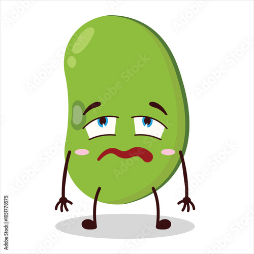 cute bored expression of mung bean  character