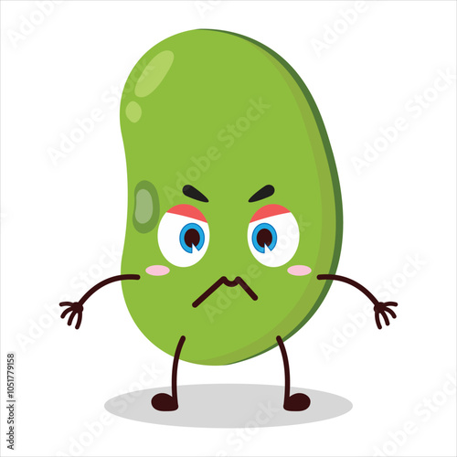 cute irritated expression of mung bean  character