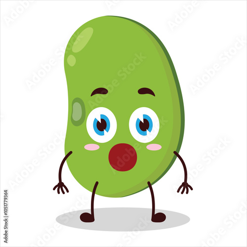 cute shocked expression of mung bean  character