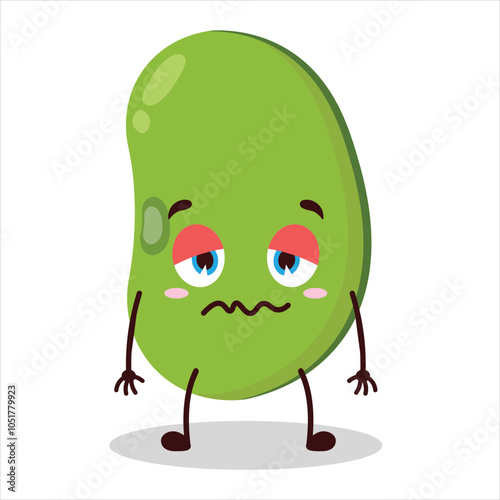 cute grumpy expression of mung bean  character