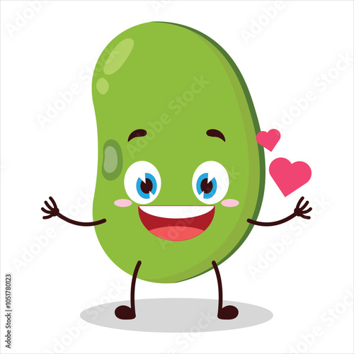 cute fall in love expression of mung bean  character