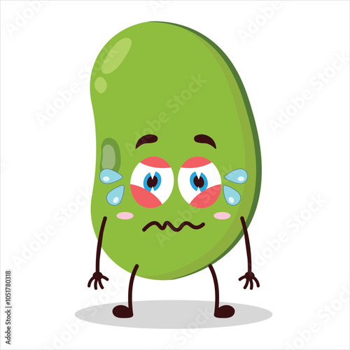 cute upset expression of mung bean  character