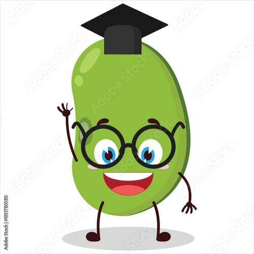 cute graduation college student expression of mung bean  character