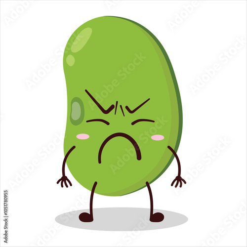 cute annoyed expression of mung bean  character
