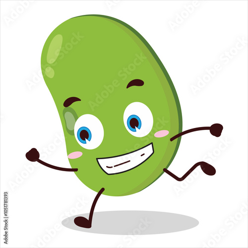 cute rush running expression of mung bean  character