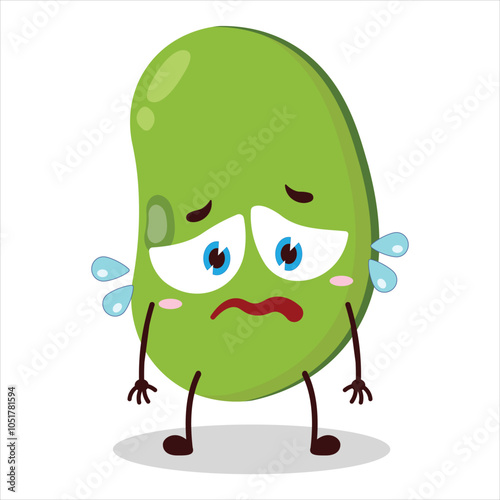 cute depressed expression of mung bean  character