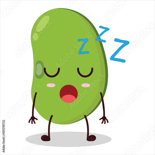 cute rest expression of mung bean  character
