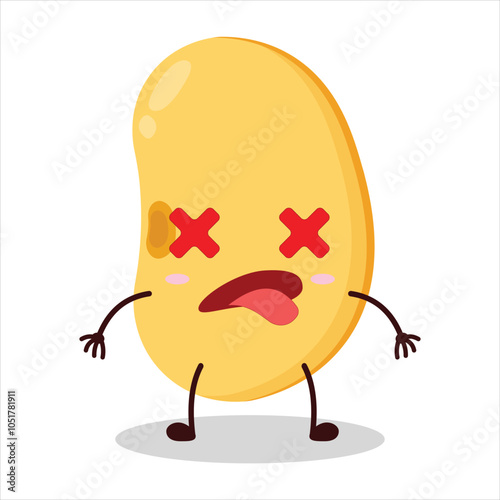 cute fainted expression of soy bean character