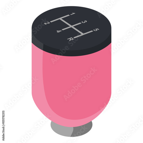 Pink gear shift knob vector cartoon illustration isolated on a white background.
